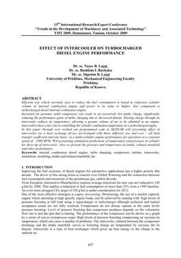 Effect of Intercooler on Turbocharged Diesel Engine Performance