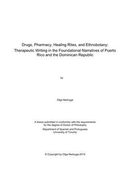 Drugs, Pharmacy, Healing Rites, and Ethnobotany: Therapeutic Writing in the Foundational Narratives of Puerto Rico and the Dominican Republic