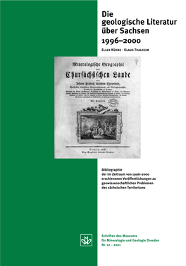 Die Geologische Literatur Über Sachsen 1996–2000 Ellen Kühne · Klaus Thalheim