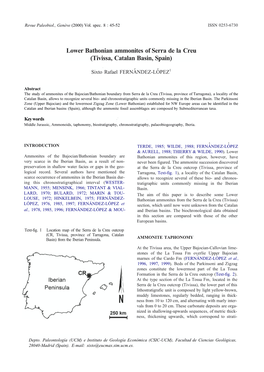 Lower Bathonian Ammonites of Serra De La Creu (Tivissa, Catalan Basin, Spain)