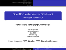 Openbsc Network-Side GSM Stack Running on Top of Linux