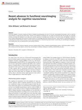 Recent Advances in Functional Neuroimaging Analysis for Cognitive Neuroscience