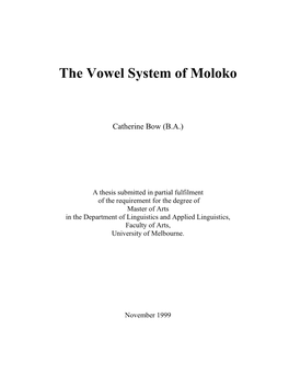 The Vowel System of Moloko