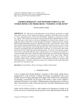 George Berkeley and Motoori Norinaga on Other Minds and There Being “Nothing to Be Done”