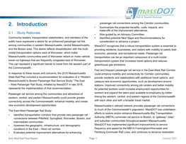 East-West Passenger Rail Study: to Much of the Commonwealth’S Population