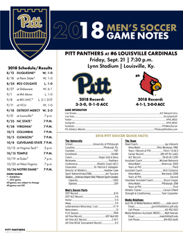 18Men's Soccer Game Notes