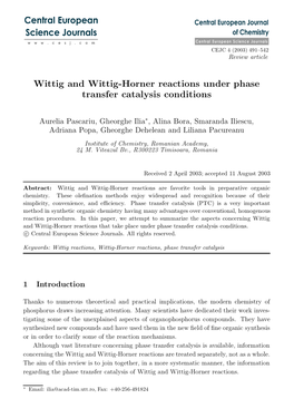 Wittig and Wittig-Horner Reactions Under Phase Transfer Catalysis