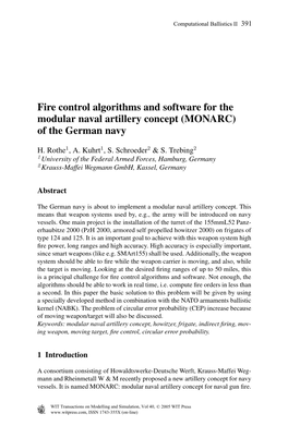 Fire Control Algorithms and Software for the Modular Naval Artillery Concept (MONARC) of the German Navy