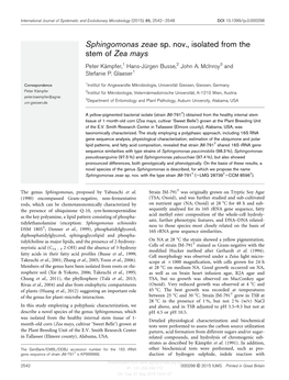 Sphingomonas Zeae Sp. Nov., Isolated from the Stem of Zea Mays