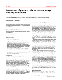 Assessment of Postural Balance in Community- Dwelling Older Adults