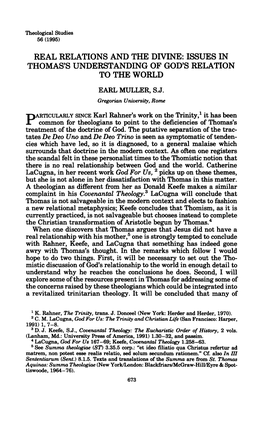 Real Relations and the Divine: Issues in Thomas's Understanding of God's Relation to the World