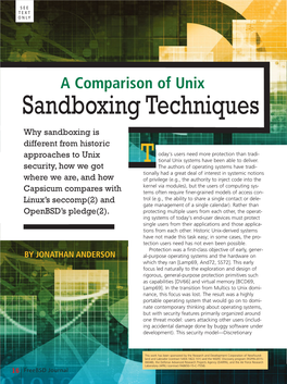 A Comparison of Unix Sandboxing Techniques