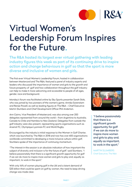 Virtual Women's Leadership Forum Inspires for the Future