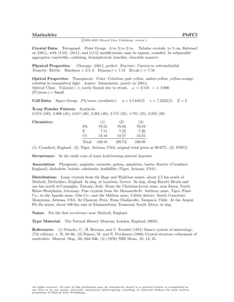 Matlockite Pbfcl C 2001-2005 Mineral Data Publishing, Version 1