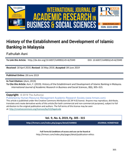 History of the Establishment and Development of Islamic Banking in Malaysia