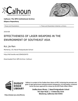 Effectiveness of Laser Weapons in the Environment of Southeast Asia