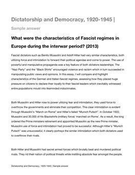 Dictatorship and Democracy, 1920-1945 |