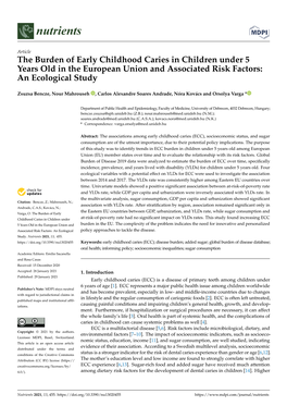 The Burden of Early Childhood Caries in Children Under 5 Years Old in the European Union and Associated Risk Factors: an Ecological Study