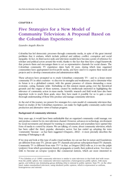 Five Strategies for a New Model of Community Television: a Proposal Based on the Colombian Experience