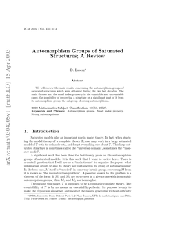 Automorphism Groups of Saturated Structures; a Review