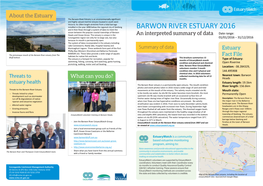 BARWON RIVER ESTUARY 2016 and It Then Flows Through a System of Lakes to Meet the Ocean Between the Popular Coastal Townships of Barwon Heads and Ocean Grove