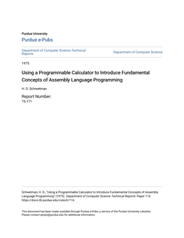 Using a Programmable Calculator to Introduce Fundamental Concepts of Assembly Language Programming