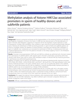 Methylation Analysis of Histone H4k12ac-Associated Promoters In