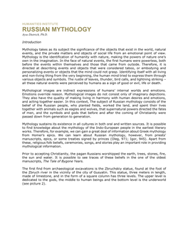 RUSSIAN MYTHOLOGY Ayse Dietrich, Ph.D