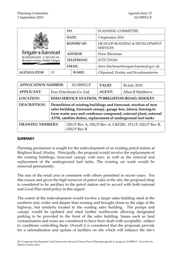 10/00853/F VALID: 26 July 2010 APPLICANT: Esso Petroleum Co