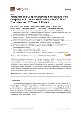 Palladium and Copper Catalyzed Sonogashira Cross Coupling an Excellent Methodology for C-C Bond Formation Over 17 Years: a Review