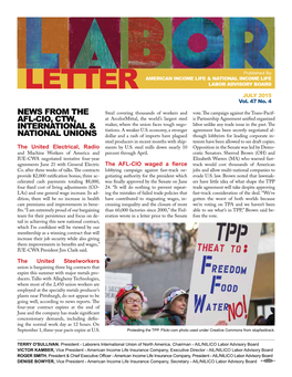 LETTER LABOR ADVISORY BOARD JULY 2015 Vol