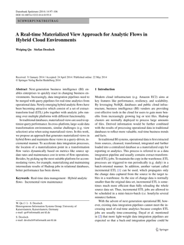 A Real-Time Materialized View Approach for Analytic Flows in Hybrid Cloud Environments