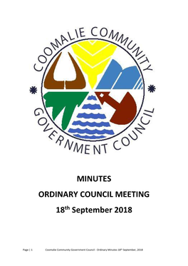 MINUTES ORDINARY COUNCIL MEETING 18Th September 2018