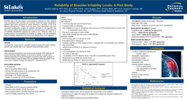 Reliability of Shoulder Irritability Levels