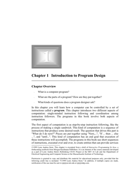 Chapter 1 Introduction to Program Design