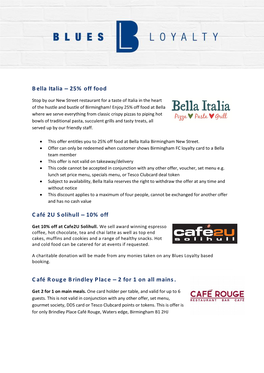 Bella Italia – 25% Off Food