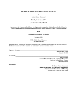 A Review of the Housing Market in Beirut Between 2005 and 2019 By