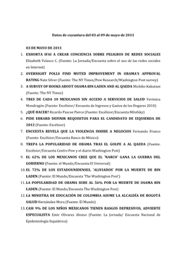 Datos De Coyuntura Del 03 Al 09 De Mayo De 2011