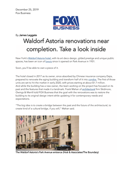 Waldorf Astoria Renovations Near Completion. Take a Look Inside