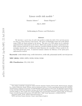 Linear Credit Risk Models ∗