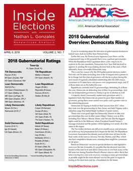 2018 Gubernatorial Overview: Democrats Rising