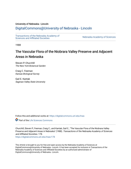 The Vascular Flora of the Niobrara Valley Preserve and Adjacent Areas in Nebraska