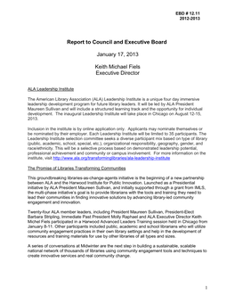 Executive Director's Report