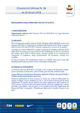 Comunicato Ufficiale N. 26