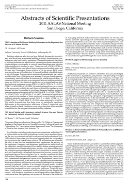 Abstracts of Scientific Presentations 2011 AALAS National Meeting San Diego, California