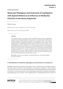 Molecular Phylogeny and Taxonomy of Lepidoptera with Special Reference to Influence