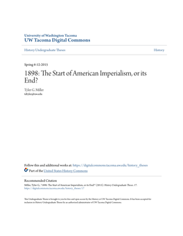 1898: the Start of American Imperialism, Or Its End?