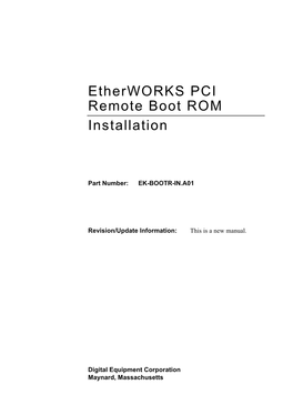 Etherworks PCI Remote Boot ROM Installation