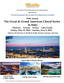 The Great & Grand American Choral Series in Italy