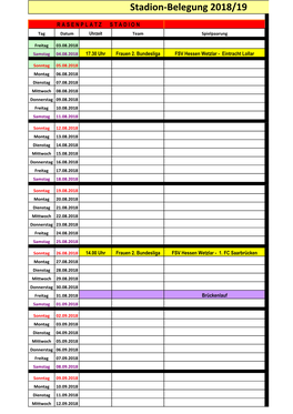 Stadion-Belegung 2018/19